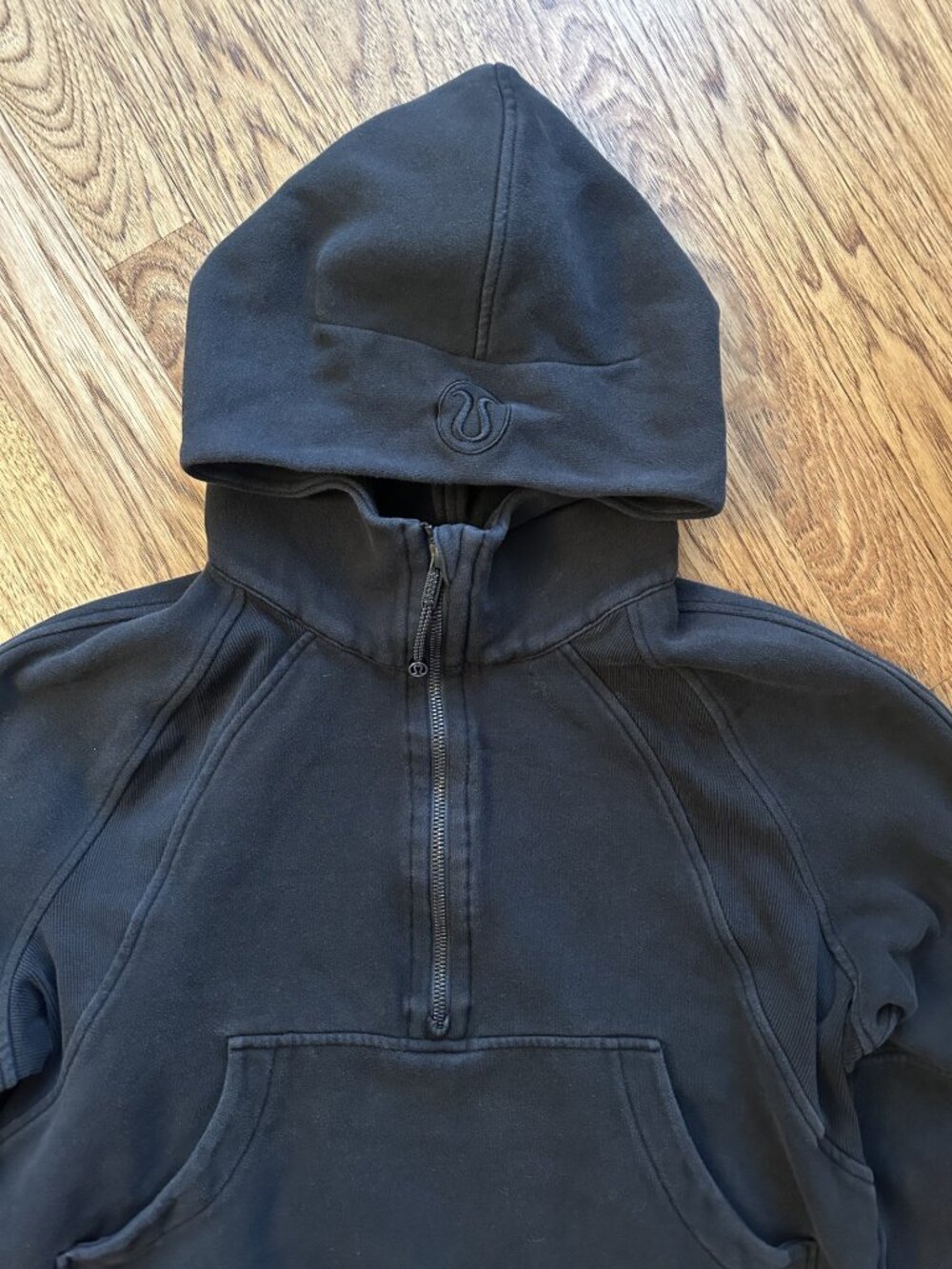 Lululemon Scuba Women’s Half Zip Pullover Cropped Hoodie Black M/L ATHLEISURE - Picture 4 of 4